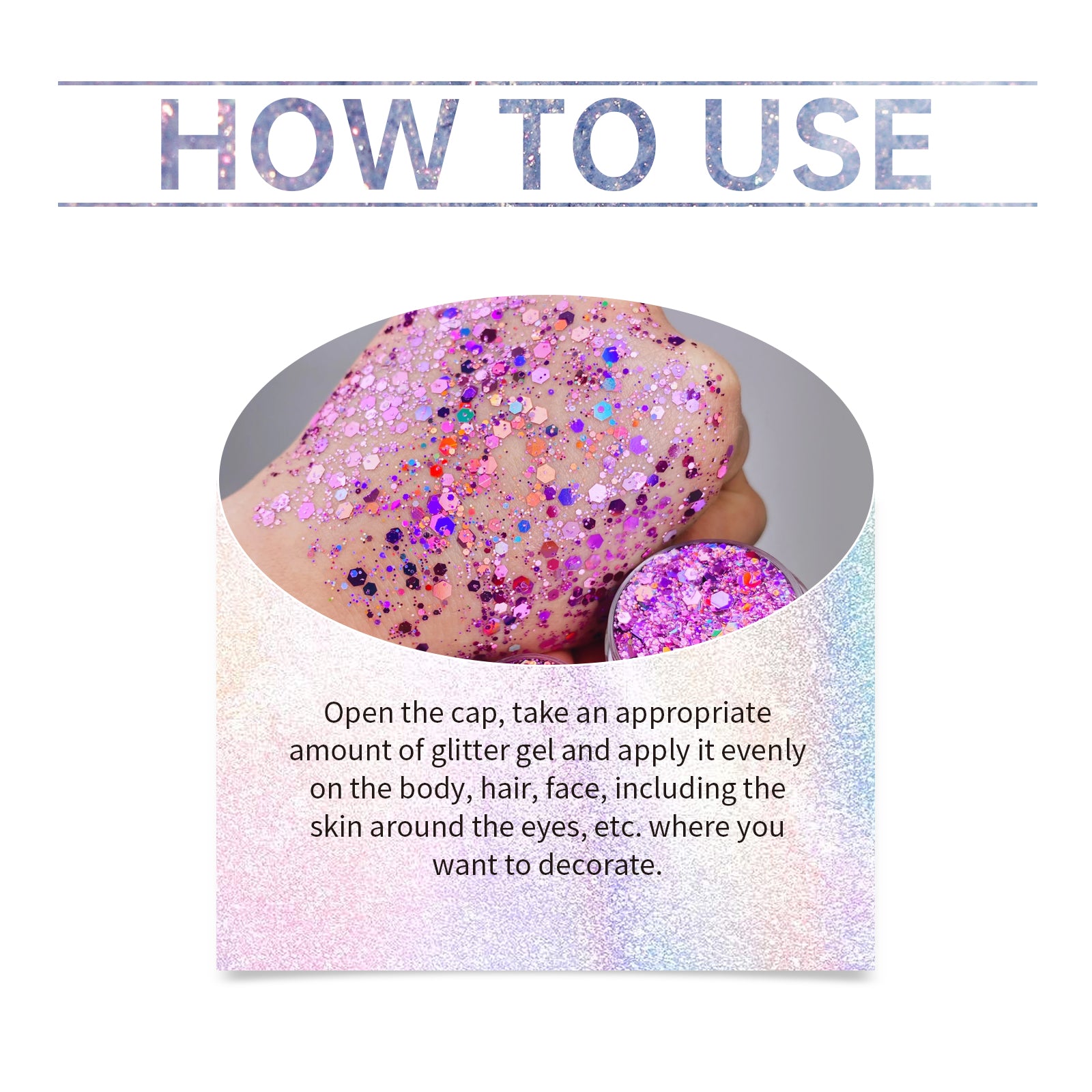 Jaysuing Glitter Glitter Gel, Natural Stereoscopic Body High Glitter Party Rave Multi-Color Option