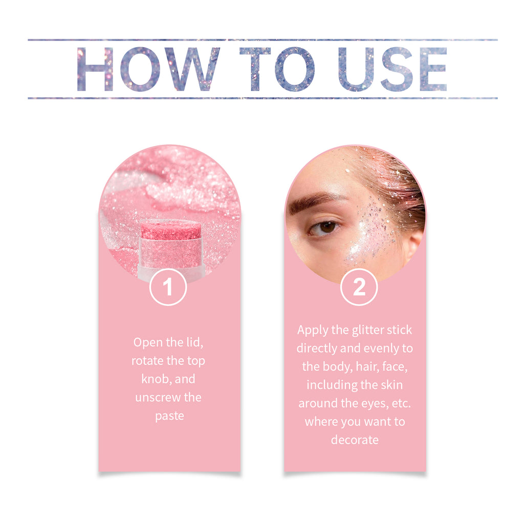 Jaysuing  Sequined Glitter Stick (Pink), Party, Dance, Performance, Makeup, Face, Body, Collarbone, Highlight And Shine